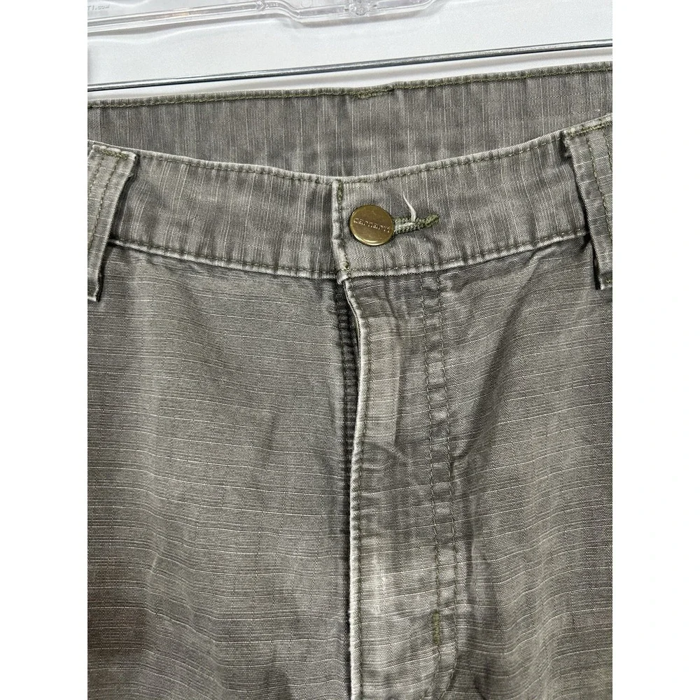 Carhartt Double Knee Thrashed  painted Green W/ Paint Splatter Relaxed Fit 34x32